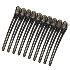 (ブラック) 大きめ 美容師カールクリップ ピン ヘア 滑り止め設計 跡がつかない ブロッキング クリップ 髪留め 前髪 美容師 業務用 プロ用 ヘアクリップ ヘアピン メンズ 10本セット ダッカール