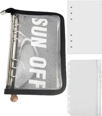 SAKIRABITO システム手帳 ミニ6穴 B6 バインダー バイブルサイズ ソフトビニール ラメ入り(ブラック)