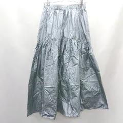 ◇ ⊂Φ REPSIM レプシィム ウエストゴム メタリックカラー ロング フレア スカート サイズフリー ブルー系 レディース E  【1411280038741】