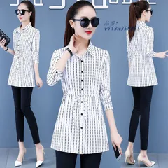 レディース シャツ ブラウス チュニック 長袖 ストライプ シフォン フォーマル 縞柄 スクール 通勤 トップス OL 通学 女子 上着 カジュアル 春夏秋  vii3w358855