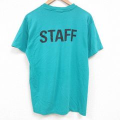 M/古着 半袖 ビンテージ Tシャツ メンズ 90s スタッフ限定 クルーネック 青緑 25jun06 中古