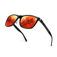 【在庫処分】[FEISEDY] サングラス メンズ 偏光 ミラー軽量合金 フレーム UV400保護uvカット 大きいスポーツサングラス ウェリントンドライブ 野球 自転車 釣り ランニング ゴルフ 運転 男女兼用 ハードケース付きB1038