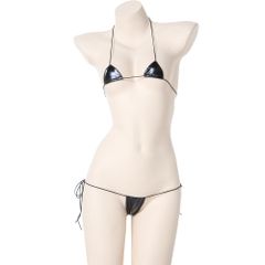 新品 pu革 極小マイクロ水着 紐パン 下着 エロ 過激 かわいい セクシー セクシー 下着 過激でドキッ コスプレ 水着 コスチューム 小悪魔 ビキニ 勝負下着 エッチな マイクロ ランジェリー 可愛い ミニブラ [MNWMNW] +Tショーツ セット