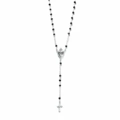 聖心 ハート ネックレス  シルバー ブラックビーズ イタリア製