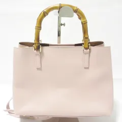 美品 GIANNI NOTARO ジャンニノターロ レザー 2WAY バンブーハンドル ハンドバッグ ショルダーバッグ ピンク レディース 古着 中古 USED