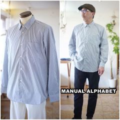 マニュアルアルファベット MANUALALPHABET ストライプ柄　レギュラーカラーシャツ 長袖シャツ　ma-s-759