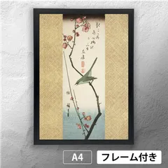 絵（梅にうぐいす、実は目白）フレーム付き 絵（梅にうぐいす、実は目白）フレーム付き