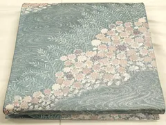 【洒落袋帯】未使用品/花織×ろうけつ染め/ガード加工/リバーシブル/456cm お仕立済み】桐生織 京袋帯(花菱丸紋：紺) 京袋帯 【きもの都粋】