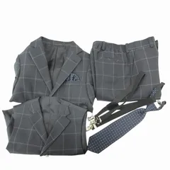 ワンダーファクトリー WANDER FACTORY 5点セット スリーピース スーツ ジャケット ジレ パンツ ネクタイ サスペンダー 120cm 黒 ブラック /HO□ 0402