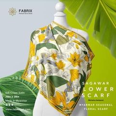 【Premium silk & Textile】Michelia Champaca Flower スカーフ