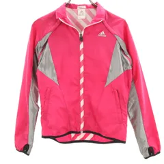 adidas アディダス チェック柄 2WAY ウインドブレーカー S ピンク ジャケット レディース 古着