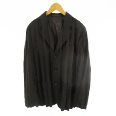 コムデギャルソンオム COMME des GARCONS HOMME テーラードジャケット シワ加工 ストライプ 3B 総裏 M ブラウン 茶 ウール HN-J019 AD2004 ヴィンテージ オールド