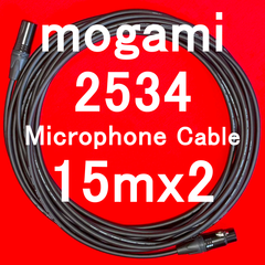 T〇〇d様 特注品 SET-②　・mogami 2534 Microphone Cable with Neutrik Gold Plated XLR Connector 15m x2