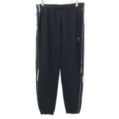 adidas アディダス ジョガーパンツ M ブラック系 トレフォイルロゴ 3ライン 裏起毛 メンズ 古着
