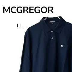 MCGREGOR マックレガー ネイビー 長袖ポロシャツ コットン100% 日本製 LL XLサイズ相当 メンズ カジュアル 上質素材 ワンポイント 111611001 0000523OC