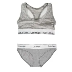 Calvin Klein カルバンクライン ブラショーツセット MODERN COTTON BRALETTE モダン コットン ブラレット TRIANGLE トライアングル ビキニ Yバック 下着 アンダーウェア レディース GREY (グレー)