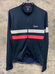JH977 ラファ Rapha BREVET LONG SLEEVE JERSEY 長袖 サイクルジャージ 濃紺 L ※穴開きのためジャンク