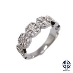 PT950 Pt950 プラチナ ダイヤモンド0.11ct 透かしデザイン 太め幅 リング 指輪 約13号 ジュエリー アクセサリー