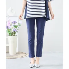 ストレッチ パンツ レディース レギンス ポケット付 ボトムス 美脚 きれいめ ミセス ボトムス 春夏 オフィスカジュアル 綺麗め コーデ 春物 夏物/C05-101E ネイビー LL