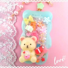 ☆くまチョコ。シャカシャカバッグチャーム、キーホルダー☆　〜ミント〜