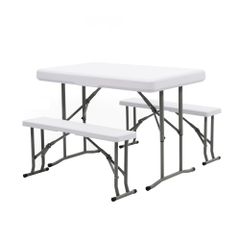 「数量限定セール」全新品 【幅約105cm】ワークテーブル ガーデンテーブル セット 3点セット 折りたたみ ガーデンファニチャー バルコニー アウトドア 屋外 省スペース コンパクト ベランダ