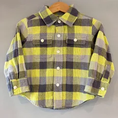 baby GAP ベビーギャップ ブロック チェックシャツ 長袖 L/S 黄 灰 イエロー グレー baby kids 18-24M（ 90cm ）