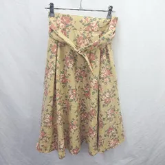 ◇ Θ ◎ AN ANOTHER ANGELUS 花柄 膝下丈 フレア スカート サイズ ライトグリーン系 マルチ レディース E  【1505290023221】