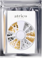 新品 atrico (アトリコ) 半球ラウンドドーム ネイルパーツ メタルスタッズ3サイズセット (シルバー＆ゴールド 1.5mm 2mm 3mm)