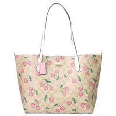 コーチ バッグ COACH コーティングキャンバス レザー シグネチャー チェリー さくらんぼ ロゴ シティ トートバッグ ライトカーキマルチ CF444