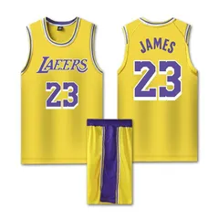 キッズ用 レブロン・ジェームズ 23番 バスケットボールユニフォーム 速乾練習着 普段着る 誕生日 プレゼント イエロー