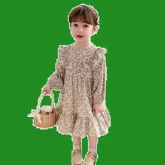 フリル 総柄 長袖 小花 女の子 ワンピース キッズ フレア [Lezalic]