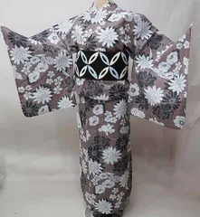 浴衣 単品 仕立て上がり 女性用 綿100％ 4L 適応身長170-180cm モカブラウン 花柄 夏祭り 花火大会 NO42133
