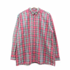 XL/古着 バンヒューセン 長袖 シャツ メンズ 90s ボタンダウン エンジ他 チェック 24may16 中古 トップス