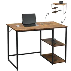 Maihail パソコンデスク 机 pcデスク computer desk 勉強机 ゲーミングデスク ワークデスク 家具 パソコンラック table 学習机 デスク 収納 100幅100*奥行48*高さ74cm SZ121LHM スチールウッド簡易棚付きデ 0のサムネイル