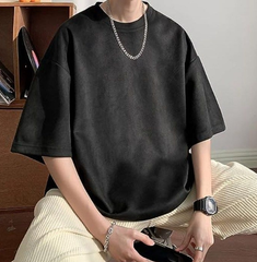 夏服 メンズ スエード tシャツ 無地 服 半袖 てぃーしゃつ 大人 上品 ロンt シンプル トップス ごぶそで ティーシャツ 人気 ストリート系 ろんてぃー かっこいい カジュアル 春 夏 秋