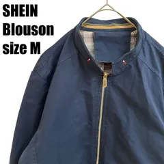 【美品　Mサイズ】USA古着 SHEIN 裏地チェックがお洒落なネイビーブルゾン サイズM メンズ ヴィンテージ