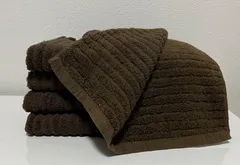 [3枚セット] ◇特厚大判◆今治ふかふかフェイスタオル◆ブラウンストライプ