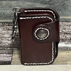 新品 送料無料 ☆ 牛革 キー ケース キーリング メンズ スマート キーホルダー アメカジ バイカー カラビナ フック 本革 カギ