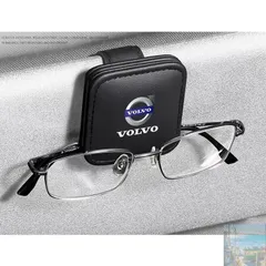 【美品・未使用新品】◆ボルボ VOLVO◆ブラック◆車用メガネホルダー サンバイザーポケット サングラス/メガネ収納 マグネット開口 レザー サンバイザーケース aacd qtm
