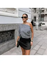 ZARA(ザラ) Zara 勝ちました ショルダー アルパカ ニット ( Asymmetric Knit )