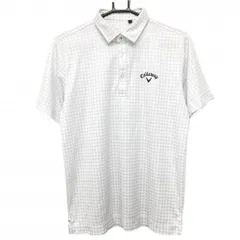 キャロウェイ 半袖ポロシャツ 白×グレー 千鳥格子 メンズ M ゴルフウェア Callaway