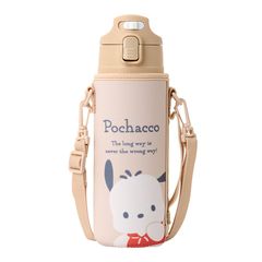 サンリオ(SANRIO) カバー付きステンレスボトル ポチャッコ 子供 保冷専用 容量：470mL 名前スペース付き ワンタッチオープン 直飲み 095672 
