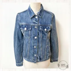 古着　GAP　ギャップ　デニム　ジャケット　Gジャン　長袖　アウター　トップ　ネイビー系　インディゴ　XSSサイズ　カジュアル　レディース　ファション　春秋
