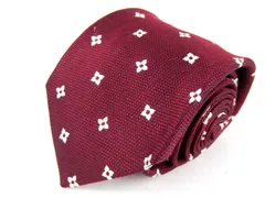 クリケット ブランドネクタイ 小紋柄 シルク 日本製 メンズ ワインレッド Cricket 【中古】