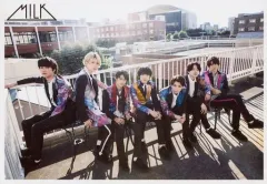 【中古】生写真(男性) M!LK/集合(7人)/横型・全身・座り・衣装黒紫白・吉田両手組み・板垣右手手すり/「変幻自在、ズバッとM!LK」生写真セット -13杯目-