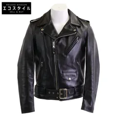 ホースハイドワンスターブラックレザーダブルライダース✩ ホースハイドワンスターブラックレザーダブルライダース