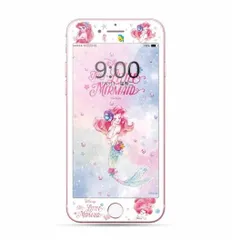 iPhone 6/7/8 ガラスフィルム iPhone SE 第2世代 第3世代 強化 液晶 保護 フィルム ディズニー プリンセス アリエル 3 硬度9H キャラクター 3D クリアフィルム