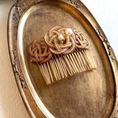 ◼️水引ヘアコーム◾️くすみピンクゴールドお正月和装　ウエディング　留袖セレモニー