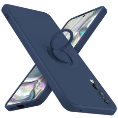Huawei P20 pro ケース リング シリコン 耐衝撃 tpu カバー 指紋防止 リング付き車載ホルダー対応 柔軟 軽量 落下防止 スタンド機能 滑り止め 着脱簡単 一体型 カバー 青Q08005-P20p-03 0