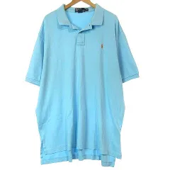ポロ バイ ラルフローレン Polo by Ralph Lauren ポロシャツ 半袖 ワンポイント ロゴ刺繍 大きいサイズ 水色 ブルー XXL